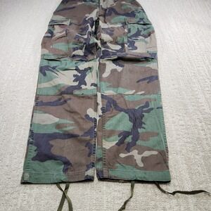 Vintage 80s Camo Cargo Pants Men Small Woodland Military Double Knee Relaxed